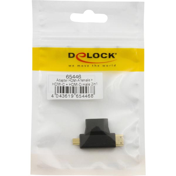 DeLOCK HDMI adapter, hona till mini-HDMI/micro-HDMI, svart