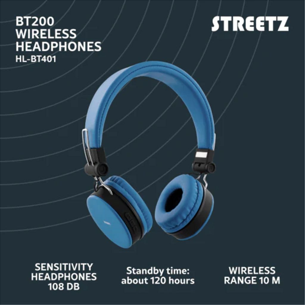 Streetz kokoontaitettavat korvakuulokkeet BT-kuulokkeet – sininen