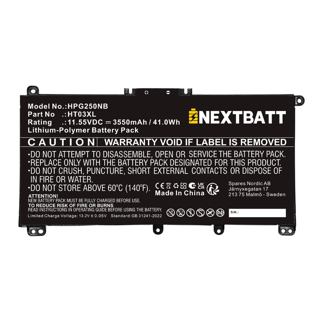 HT03XL för HP, 11.55V, 3550 mAh