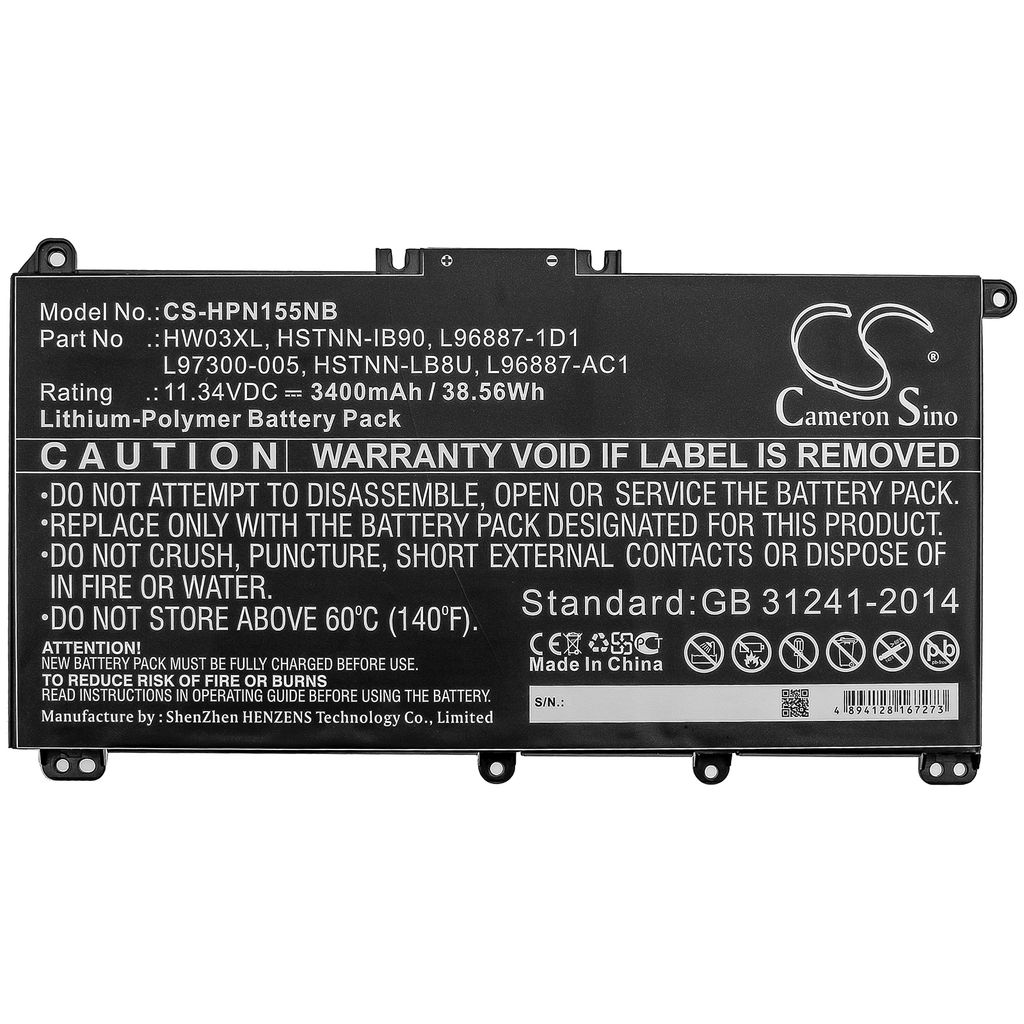 HSTNN-IB90 for HP, 11.34V, 3400 mAh