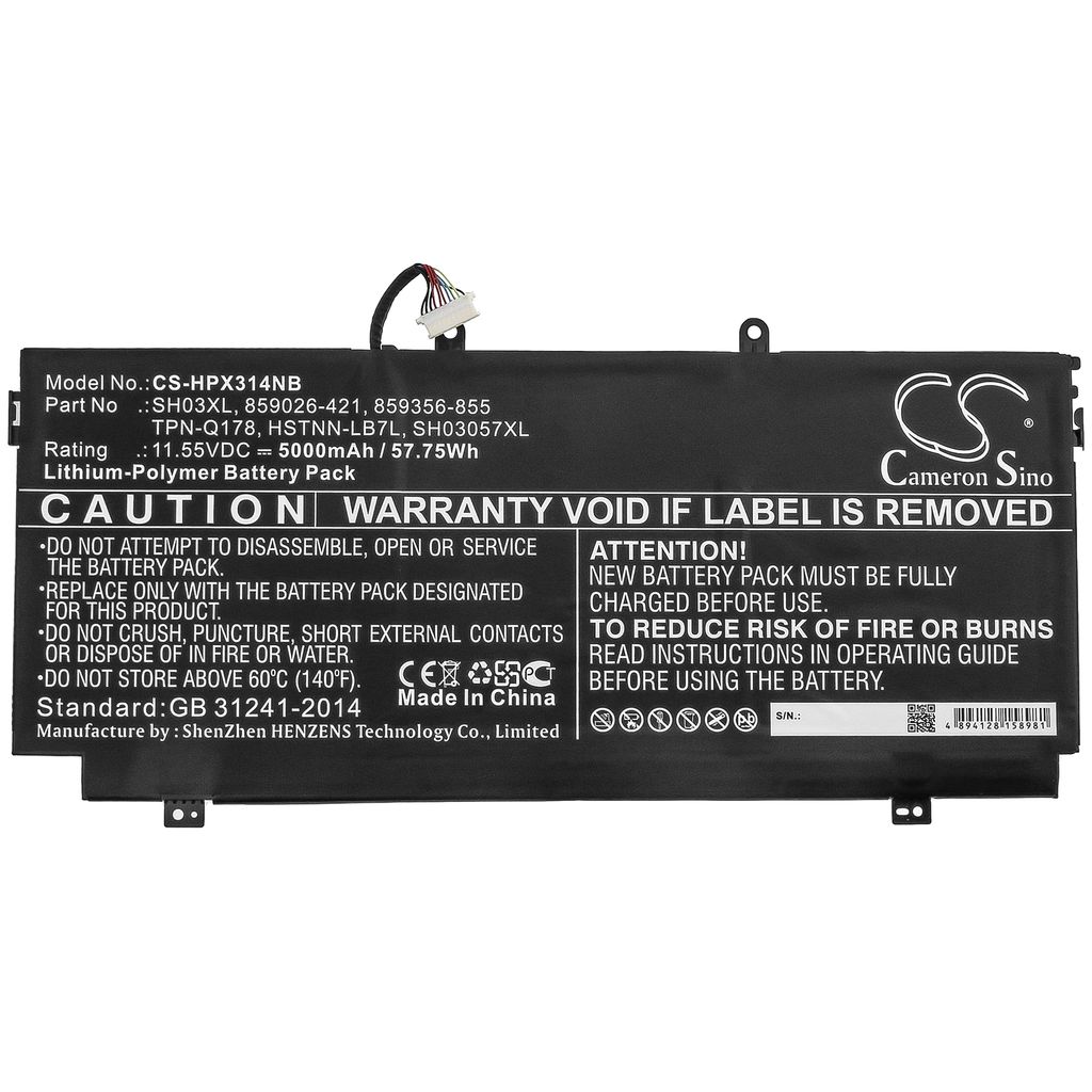 859356-855 laitteelle HP, 11.55V, 5000 mAh