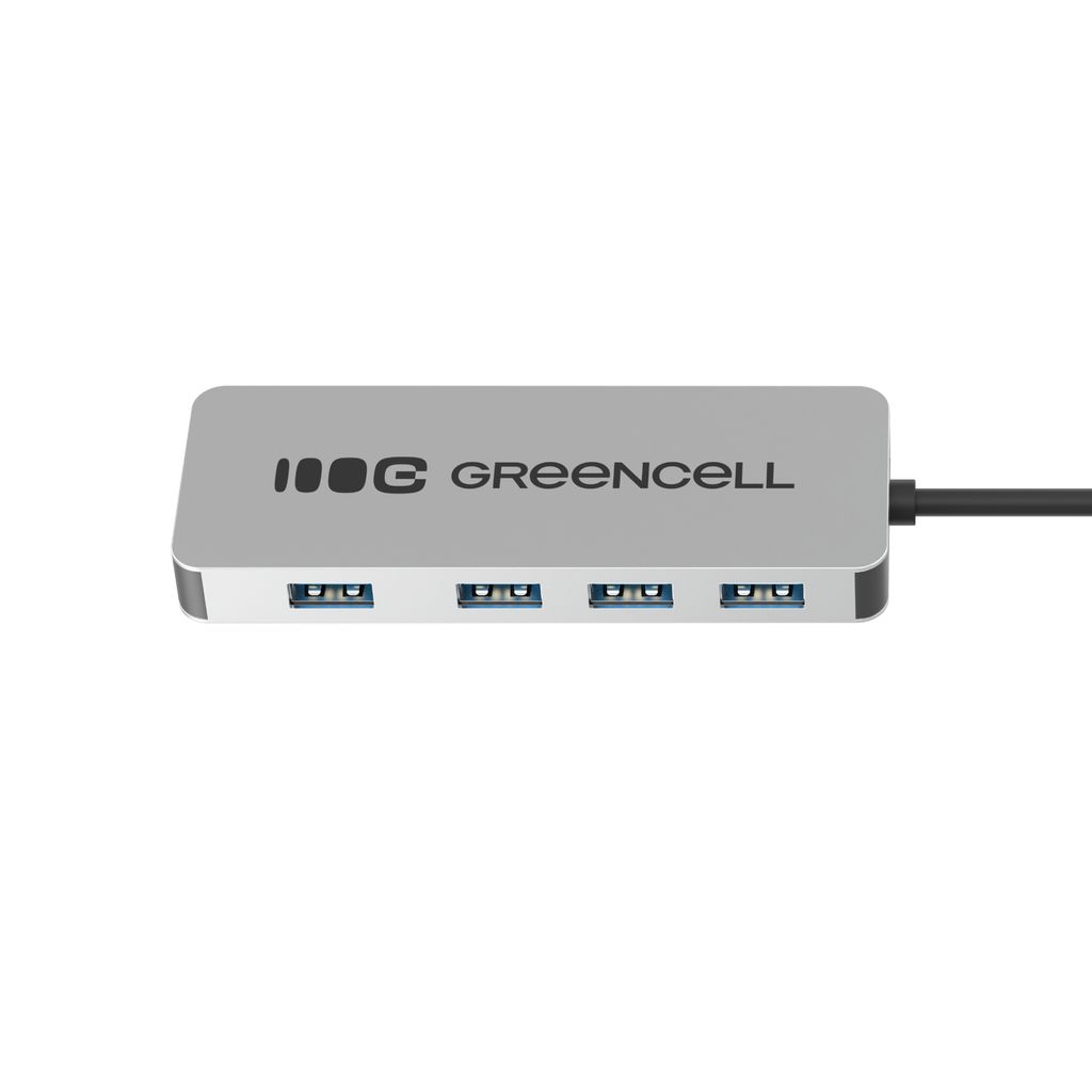 Greencell Basic USB-C -keskitin 4 x USB-A 3.0 -liitäntään, 5 Gb/s