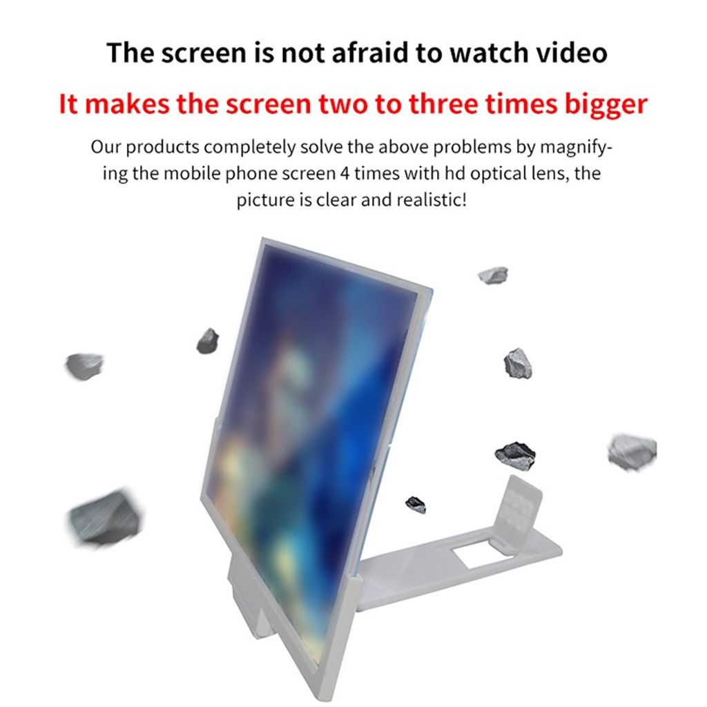 F3 universal förstorare till mobilskärm med stativ – Vit