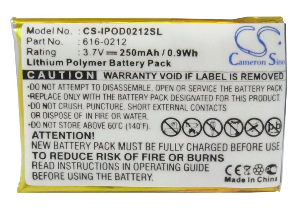 616-0212 för Apple, 3.7V, 250 mAh