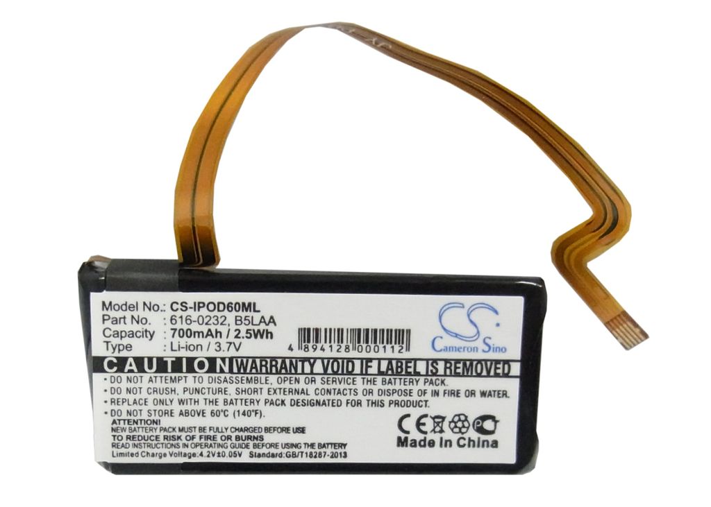 Apple iPod Video 60GB MA003FD/A, 3.7V, 700 mAh