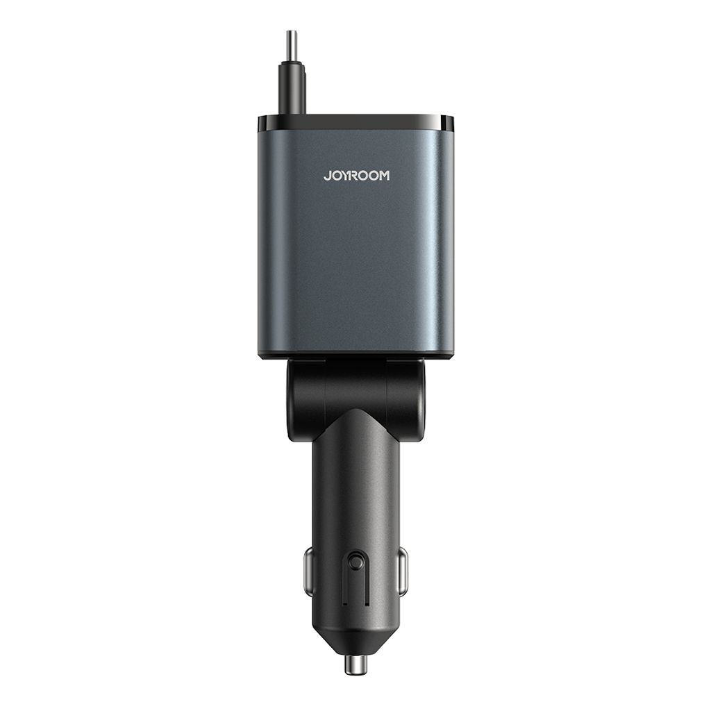 Joyroom 4-in-1 Car Charger 30W with Retractable USB-C/Lightning Cables
