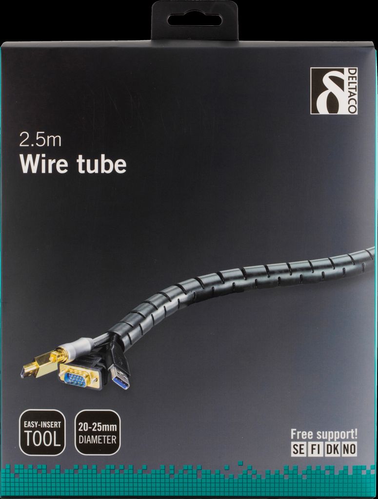 Deltaco nylon kabelstrømpe 2,5 m – svart