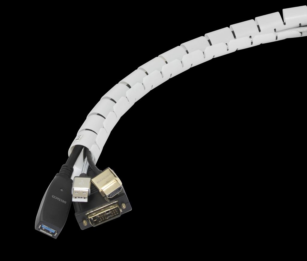 Deltaco nylonkabelslange 25 mm med verktøy – hvit 2,5 m