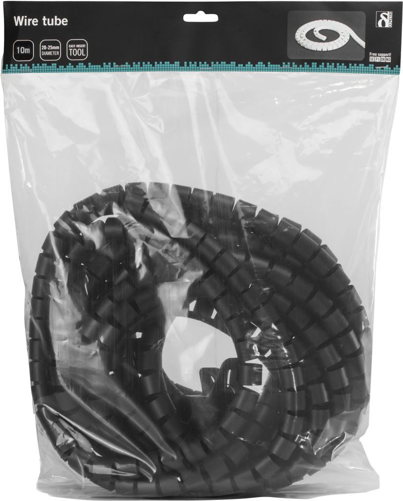 Deltaco kabelsluk i nylon, 25 mm diameter, 10 m - svart