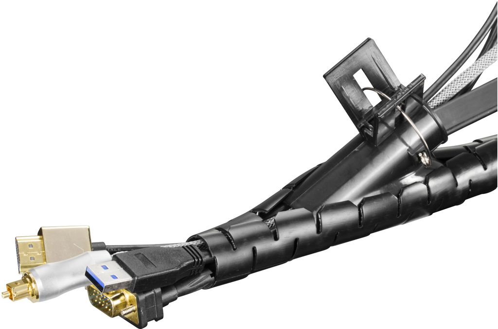 Deltaco kabelsluk i nylon, 25 mm diameter, 10 m - svart