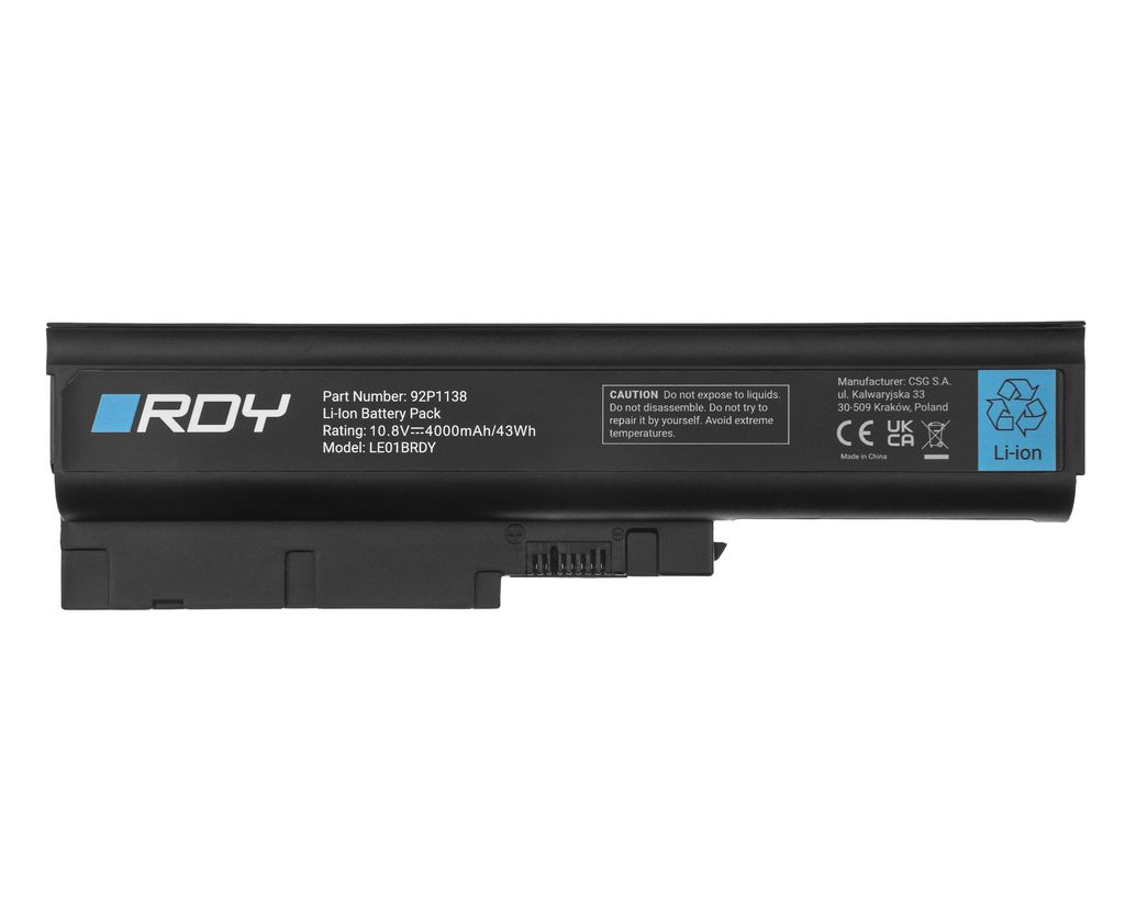 RDY Batteri 42T4504 42T4513 92P1138 92P1139 til Lenovo ThinkPad R60 R60e osv.