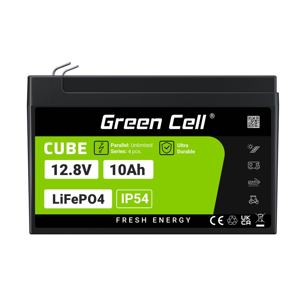 Green Cell CUBE LiFePO4 10Ah 12,8V 128Wh litium-jern-fosfat-batteri