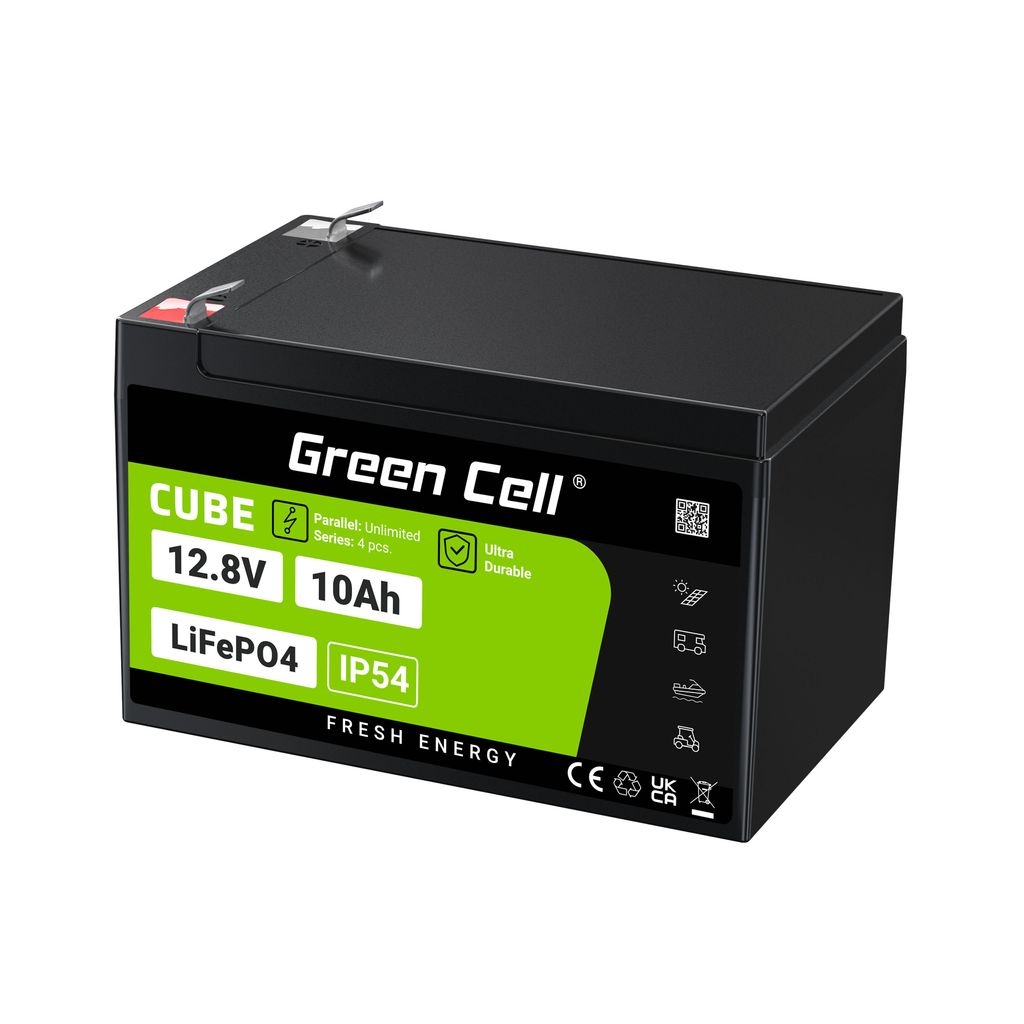 Green Cell CUBE LiFePO4 10Ah 12,8V 128Wh litium-jern-fosfat-batteri