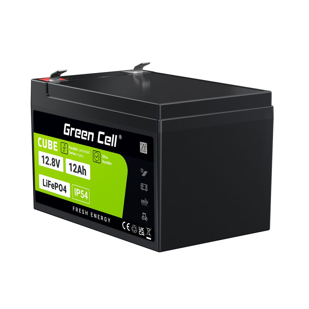 Green Cell CUBE LiFePO4 12Ah 12,8V 153,6Wh litiumjernfosfatbatteri