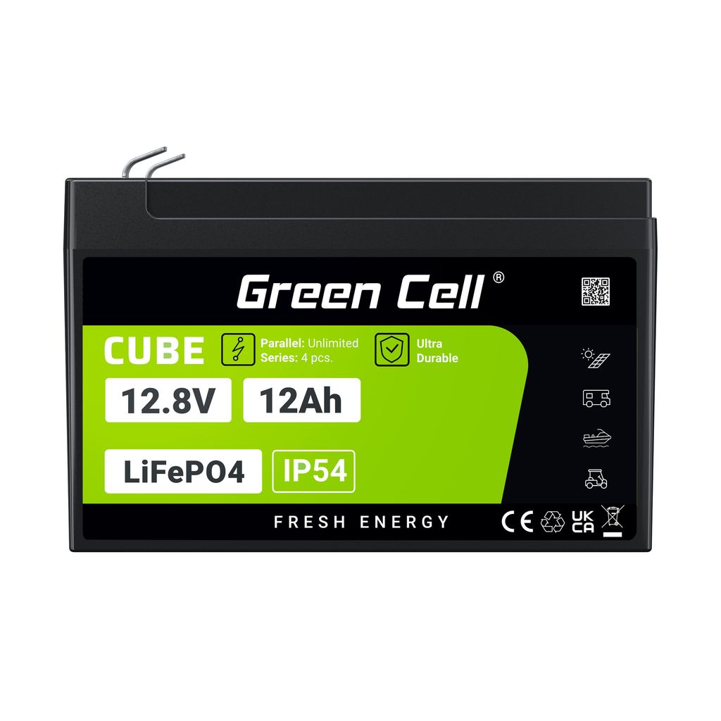 Green Cell CUBE LiFePO4 12Ah 12,8V 153,6Wh litiumjernfosfatbatteri