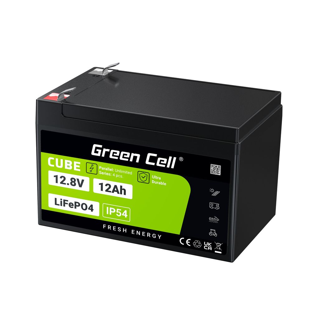 Green Cell CUBE LiFePO4 12Ah 12,8V 153,6Wh litiumjernfosfatbatteri