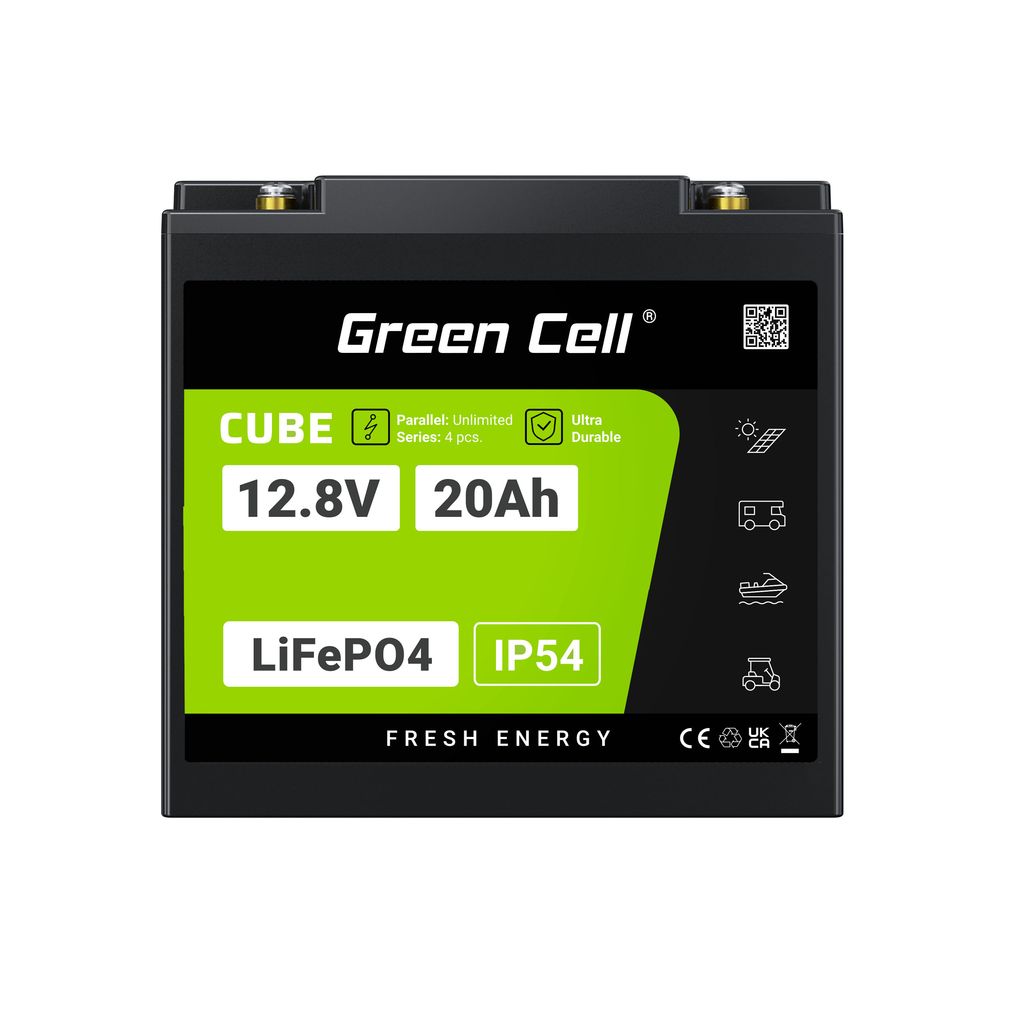 Green Cell CUBE LiFePO4 20Ah 12,8V 256Wh litiumjernfosfatbatteri