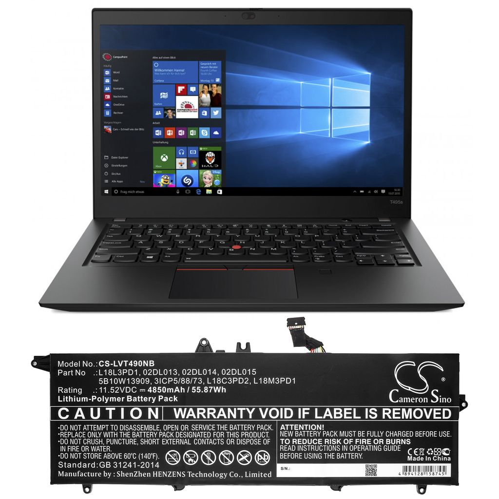 Lenovo ThinkPad T495s-20QKS01E00, 11,52V, 4850mAh