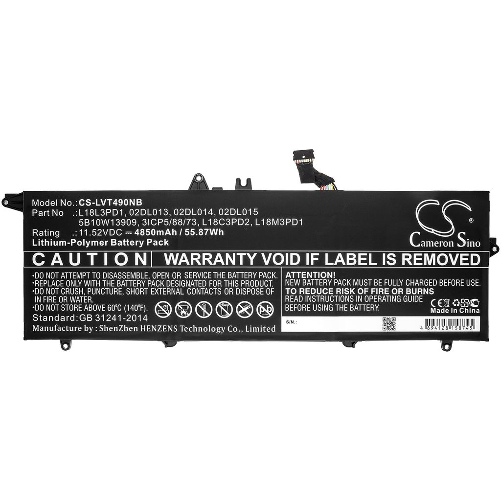 Lenovo ThinkPad T495s-20QKS01E00, 11,52V, 4850mAh