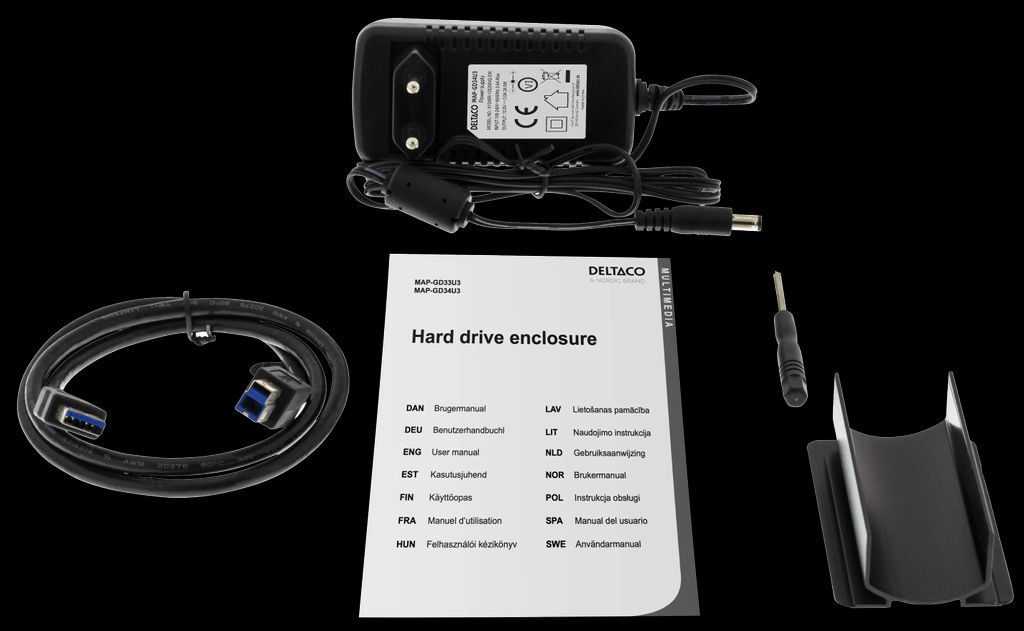 Deltaco eksternt SATA-kabinett for 3,5" harddisk - svart