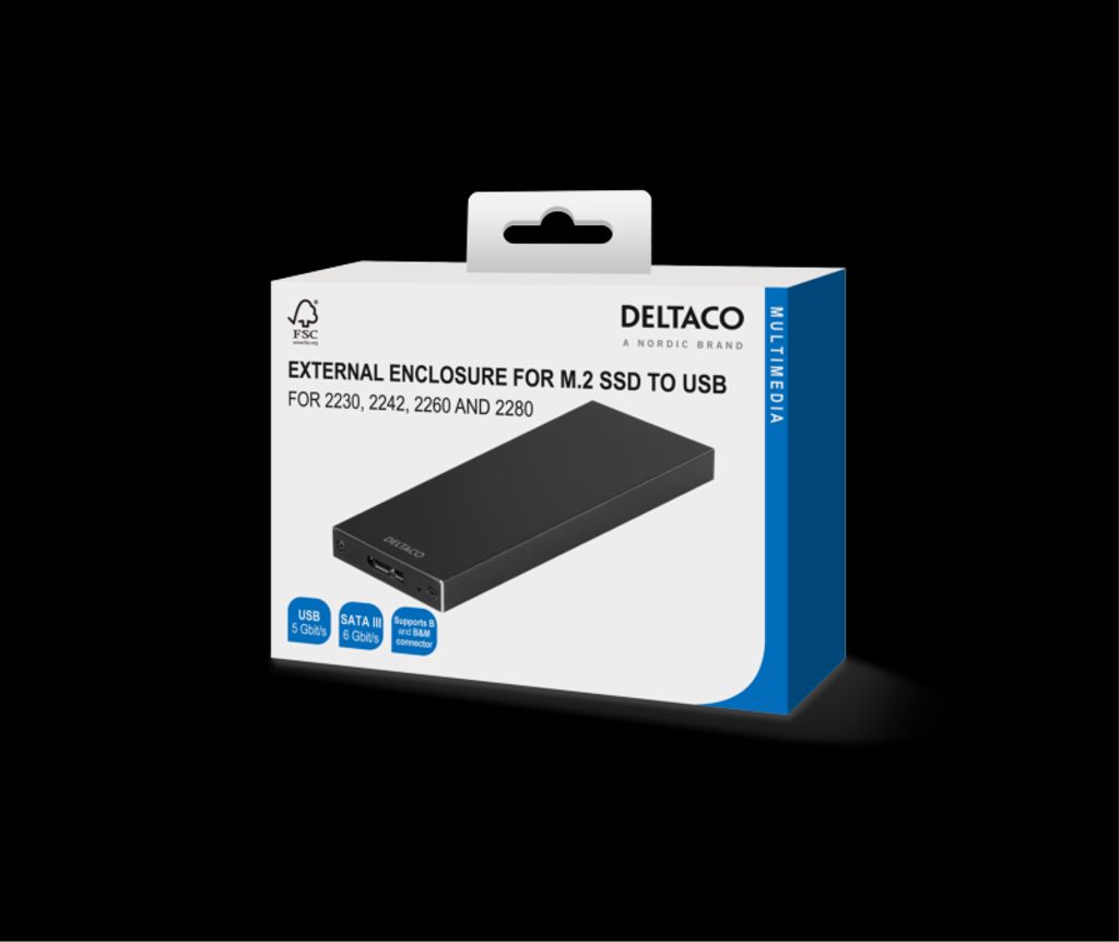 Deltaco External M. 2-skap, B-nøkkel, B&M-nøkkel, USB 3. 1 Gen 1, SATA III