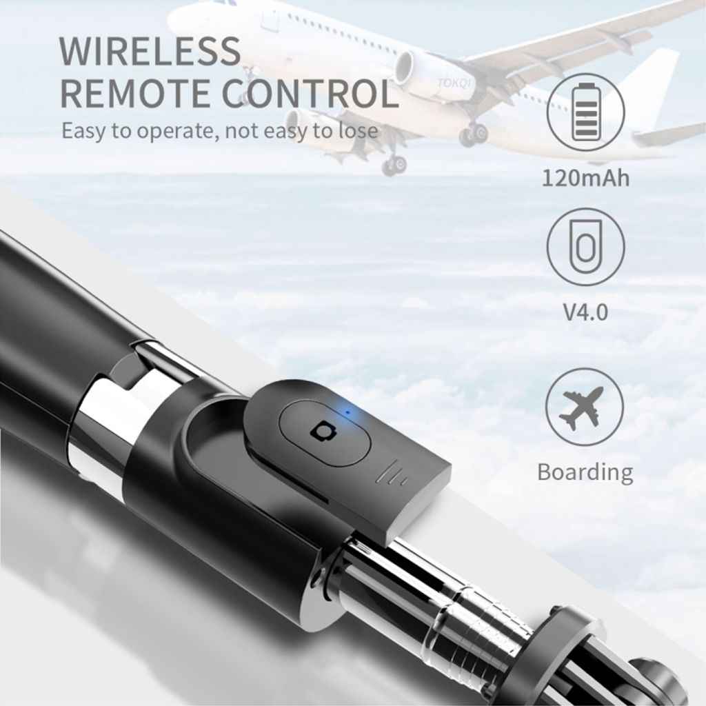 Bluetooth selfiestick/stativ 1m med fjärrkontroll – Vit