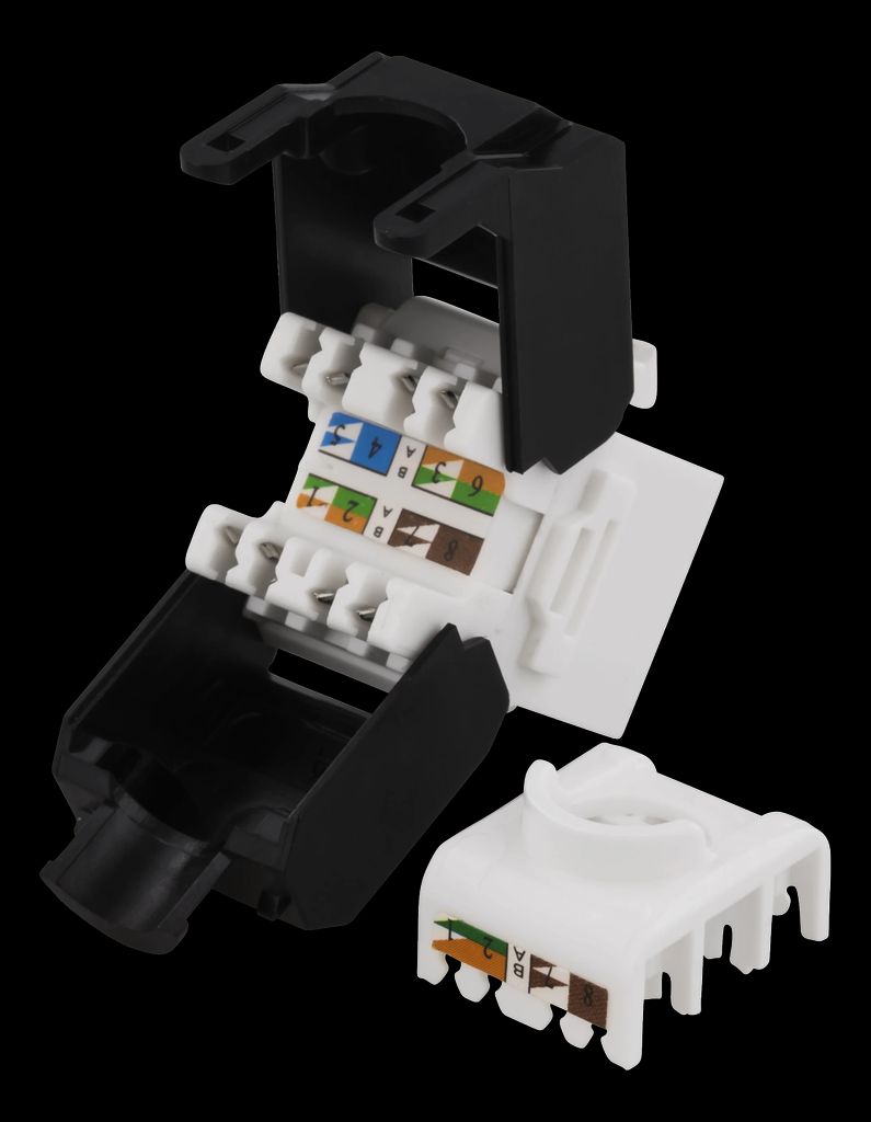 UTP Cat6a keystone connector Tool-free - Svart