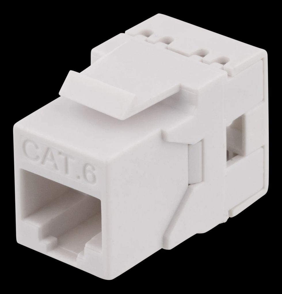 Cat6 keystone-jack, LSA/110, plast, 180°, vit