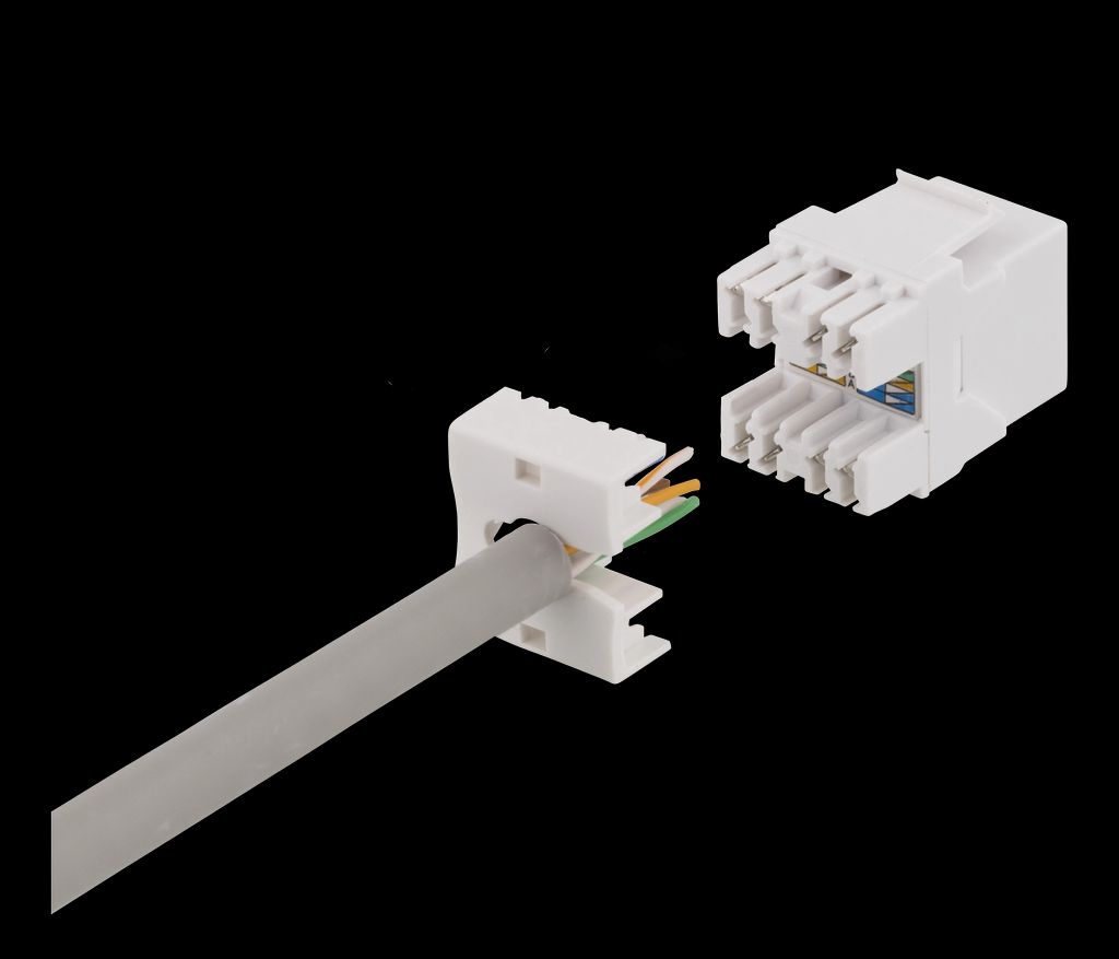 Cat6 keystone-jack, LSA/110, plast, 180°, vit