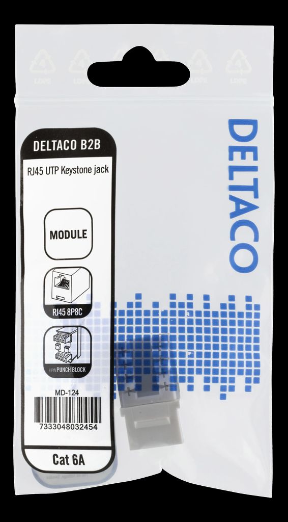 Cat6A keystone jack LSA/110 termination vit plast 90°