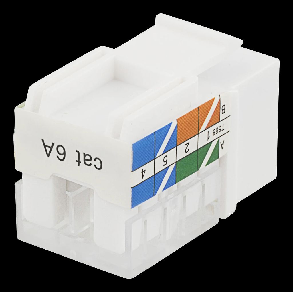 Cat6A keystone jack LSA/110 termination vit plast 90°
