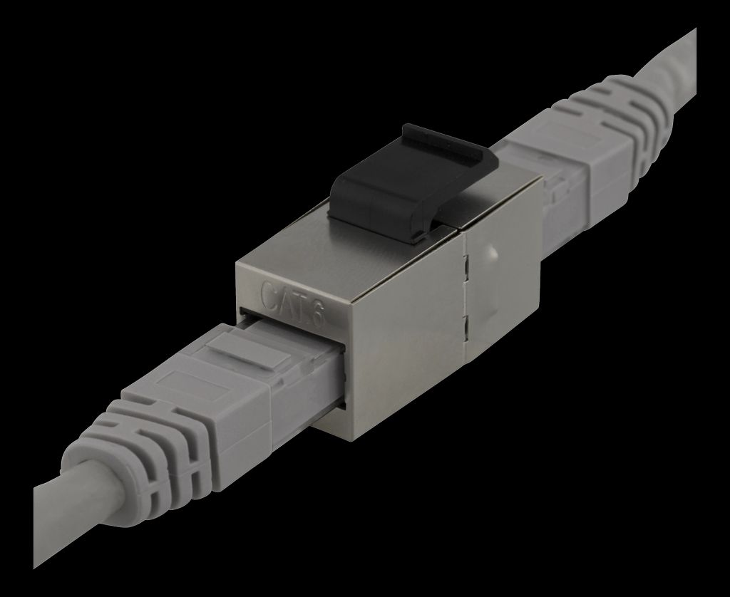 Cat6 Keystone coupler, skärmad, 2xRJ45, silver