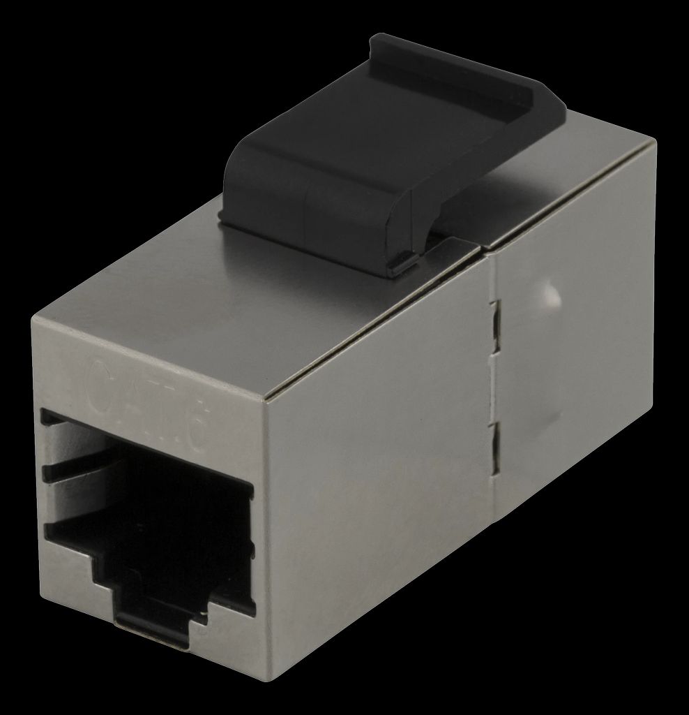 Cat6 Keystone coupler, skärmad, 2xRJ45, silver