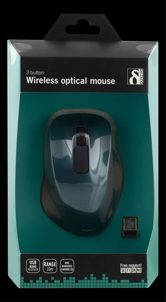 Deltaco Trådløs Ergonomisk Mus - Grøn