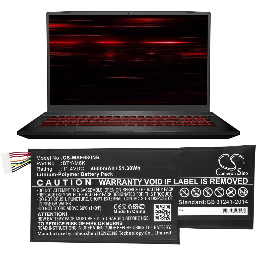 BTY-M6K für MSI, 11.4V, 4500 mAh
