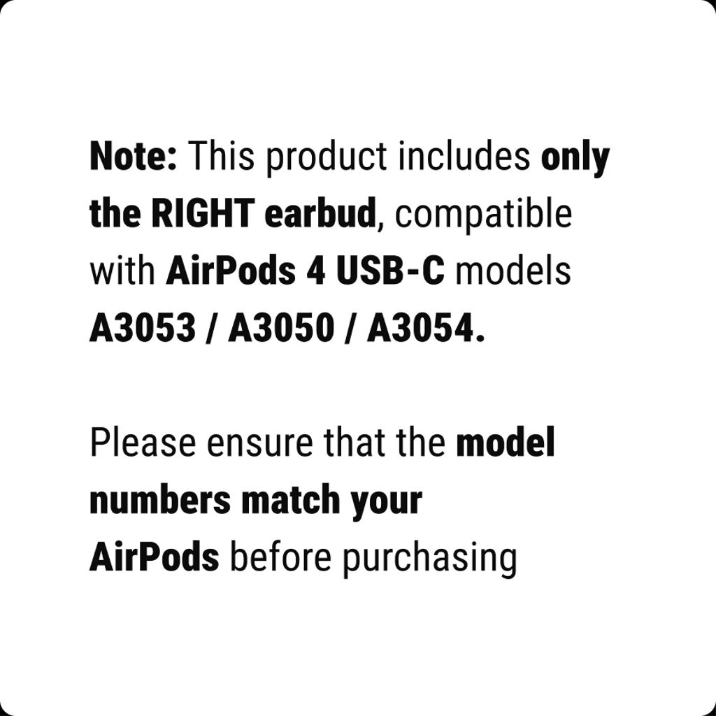 HØYRE hodetelefon til Apple AirPods 4 USB-C - Erstatningsdel