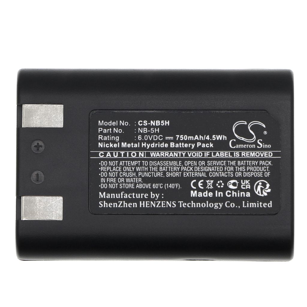 NB-5H for Canon, 6.0V, 650 mAh