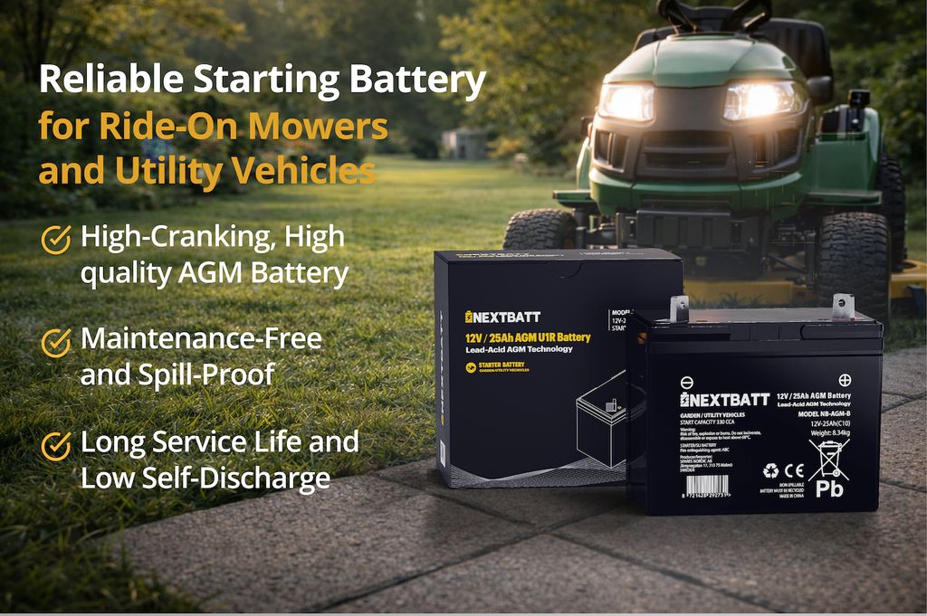 NEXTBATT AGM-batteri U1R 12V 25Ah – 195x125x156 mm