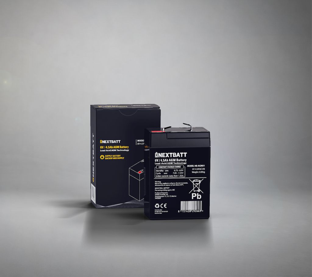 NEXTBATT AGM-akku 6V 4,5Ah – 70x47x100 mm