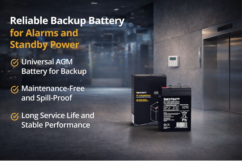 NEXTBATT AGM-akku 6V 4,5Ah – 70x47x100 mm