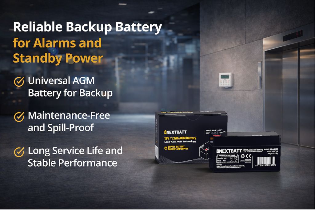 NEXTBATT AGM-akku 12 V 1,2 Ah – 97 x 43 x 52 mm