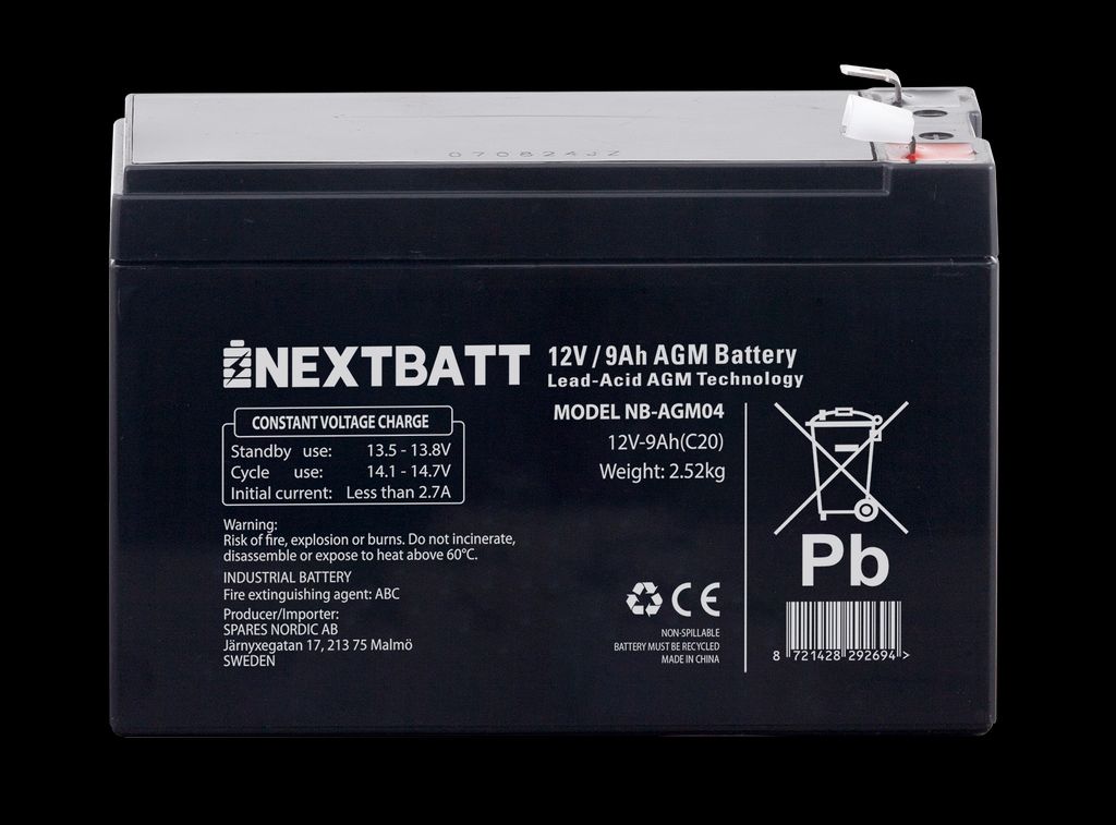 NEXTBATT AGM-batteri 12V 9Ah – 151x65x94 mm