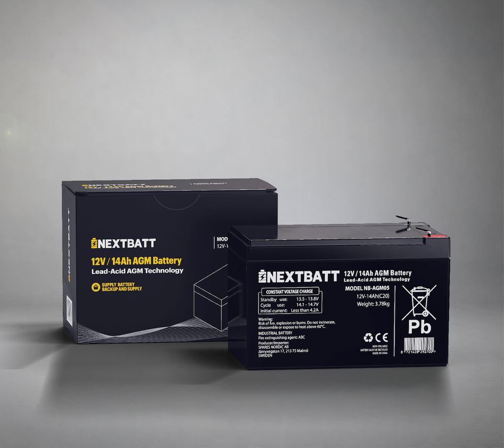 NEXTBATT AGM-batteri 12V 14Ah – 151x98x95 mm