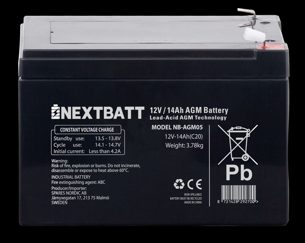NEXTBATT AGM-batteri 12V 14Ah – 151x98x95 mm