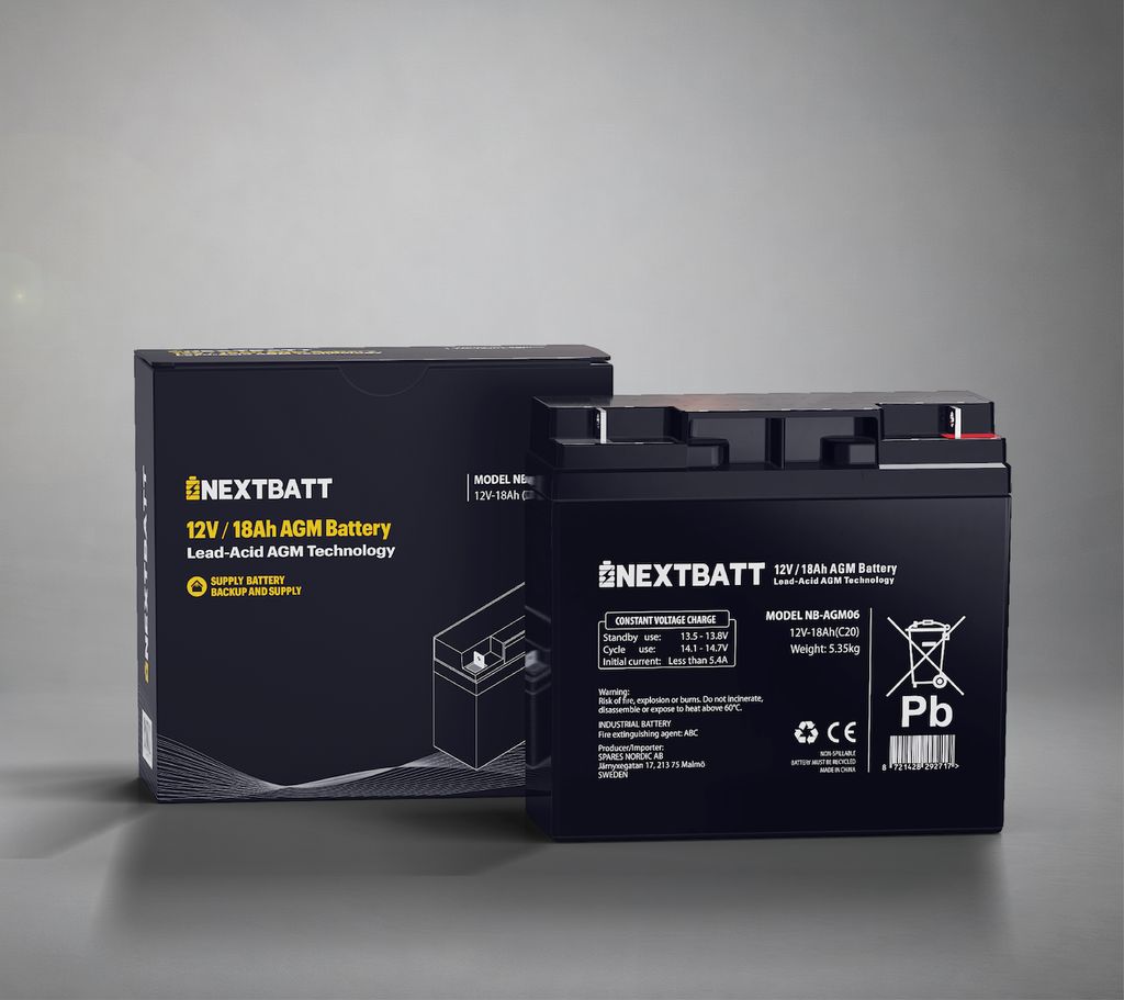 NEXTBATT AGM-batteri 12V 18Ah – 182x77x168 mm