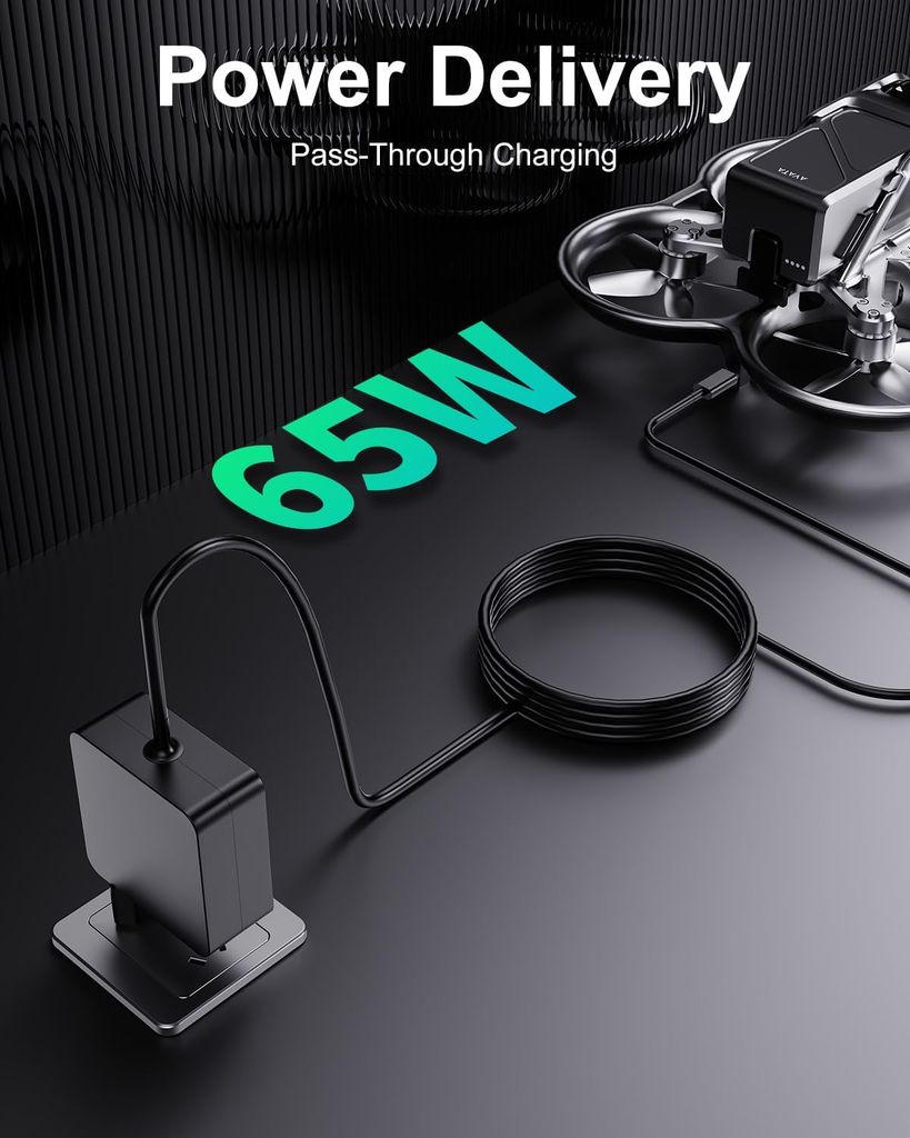 65W USB-C hurtiglader for DJI Neo-, Mini-, Mavic-, Avata- og RS-serien