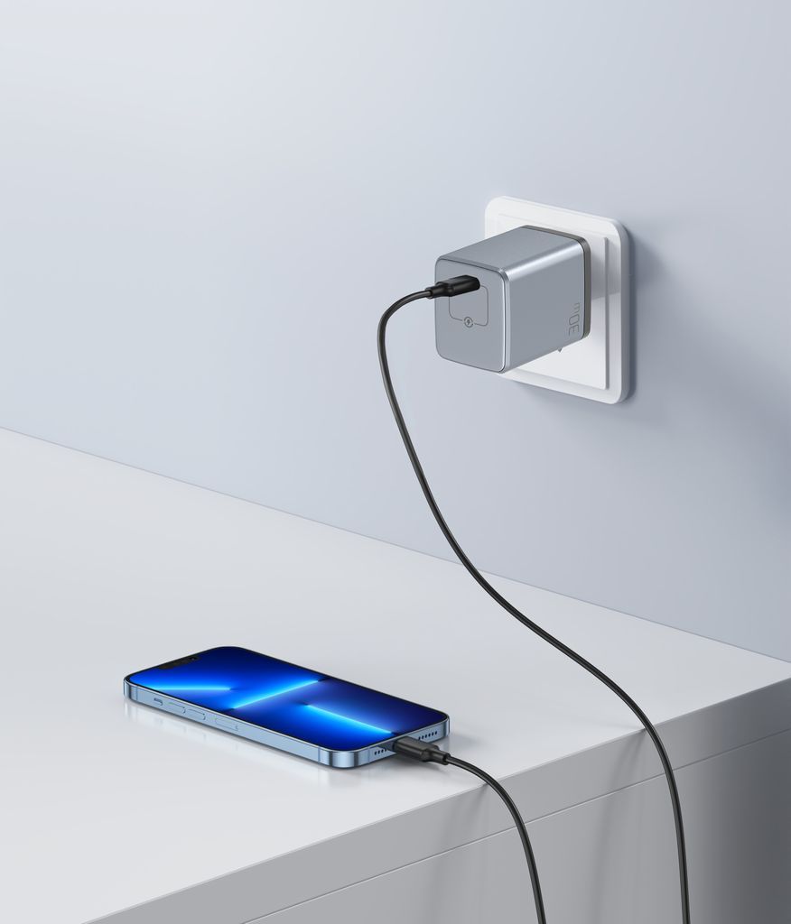 Hurtigoplader til iPhone USB-C PD 30W med USB-C til Lightning-kabel, 2m - Hvid