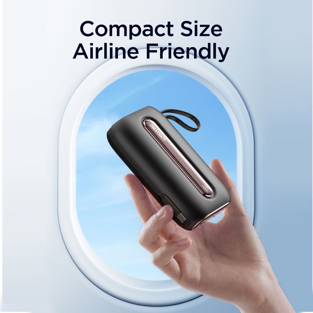 Tehokas minivaravirtalähde sisäänrakennetuilla kaapeleilla 20000mAh – 22.5W musta