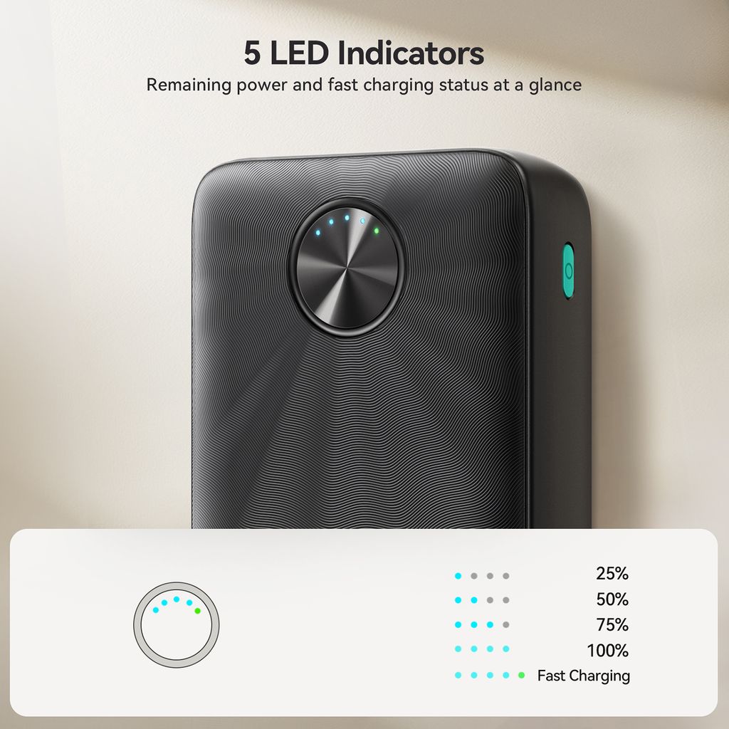 Tehokas Varavirtalähde 20000mAh 22.5W LED - Musta