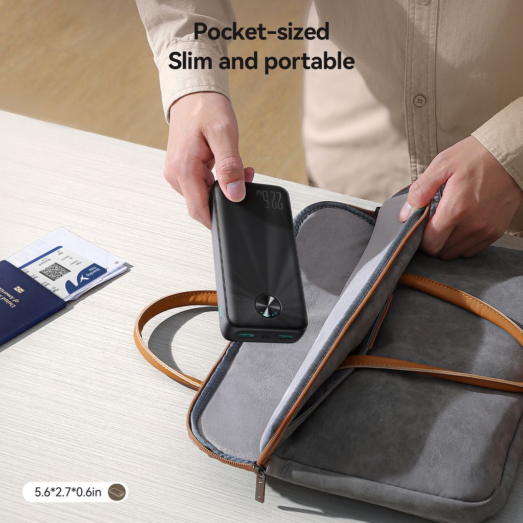 Tehokas Varavirtalähde 20000mAh 22.5W LED - Musta